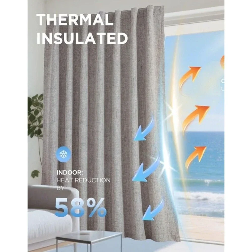 Joydeco Blackout Curtains 84 x 52, 2 Panels, Linen, Rod Pocket New w/o Orig Pkg